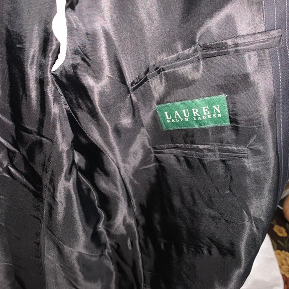 Ralph Lauren 42r suit Black with pinstripe LNC